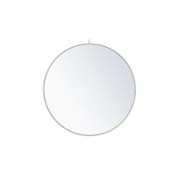 Blueprints 36 in. Metal Frame Round Mirror with Decorative Hook White BL2961493